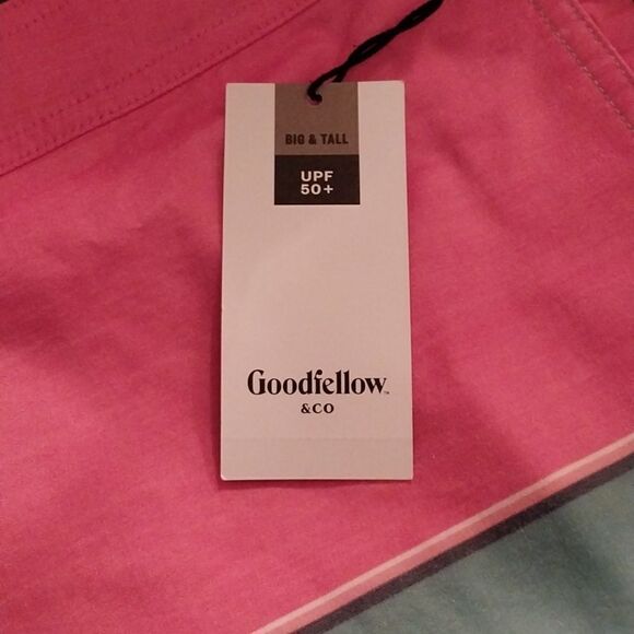 NWTGoodfellow  Mens 8.5 Swim Trunks Board Shorts Coral and Blue Striped  Size 50 - Picture 6 of 16